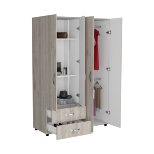 CZB 9002 - CLOSET ANKORA BASIC (2C) CENIZA BLANCO MQZ LATERAL ABIERTO