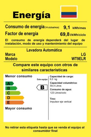 LAVADORA CARGA SUPERIOR – 9 Kg/19 lbs WT9ELR